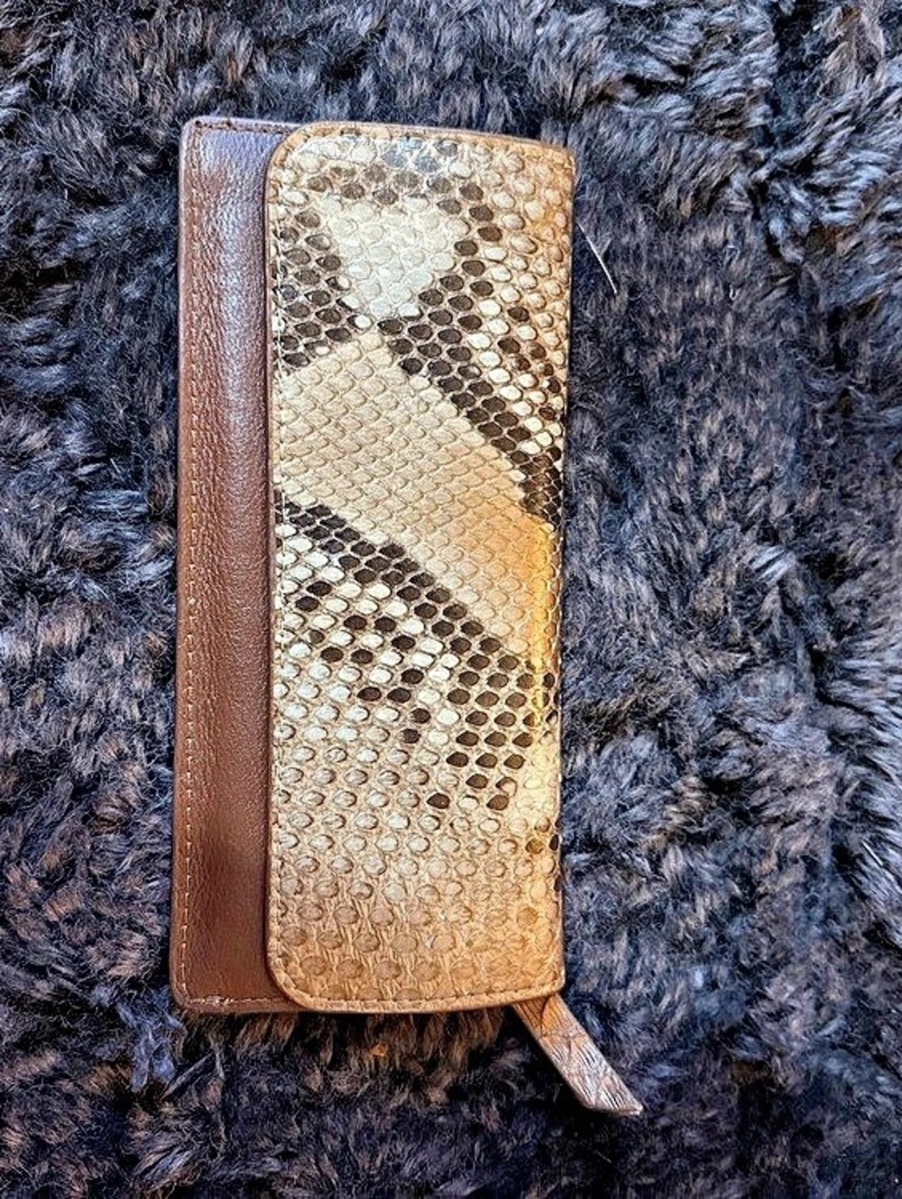 Hobo Snake-Print Wallet in Brown